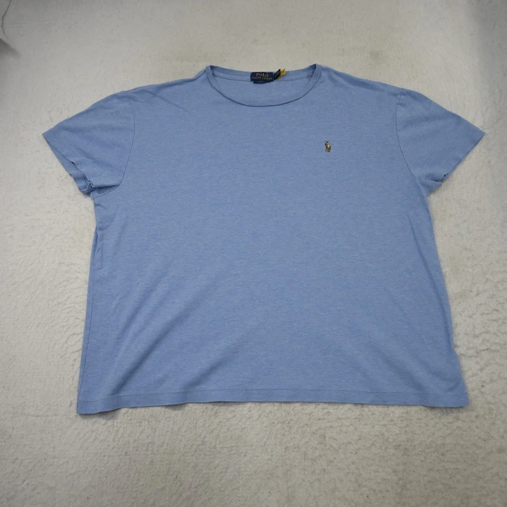 Polo Ralph Lauren T-Shirt Mens XL Classic Fit Light Blue Heathered Short Sleeve
